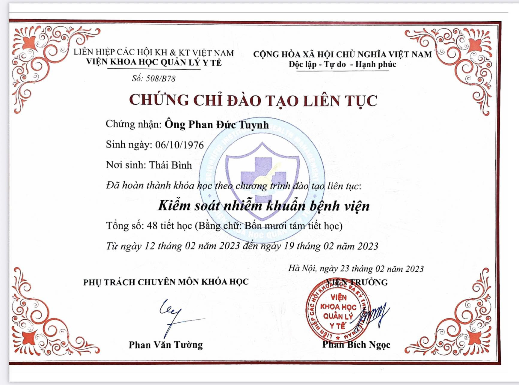 Bs Tuynh, đào tạo liên tục kiểm soát nhiễm khuẩn, phòng chống nhiễm trùng tại cơ sở bệnh viện