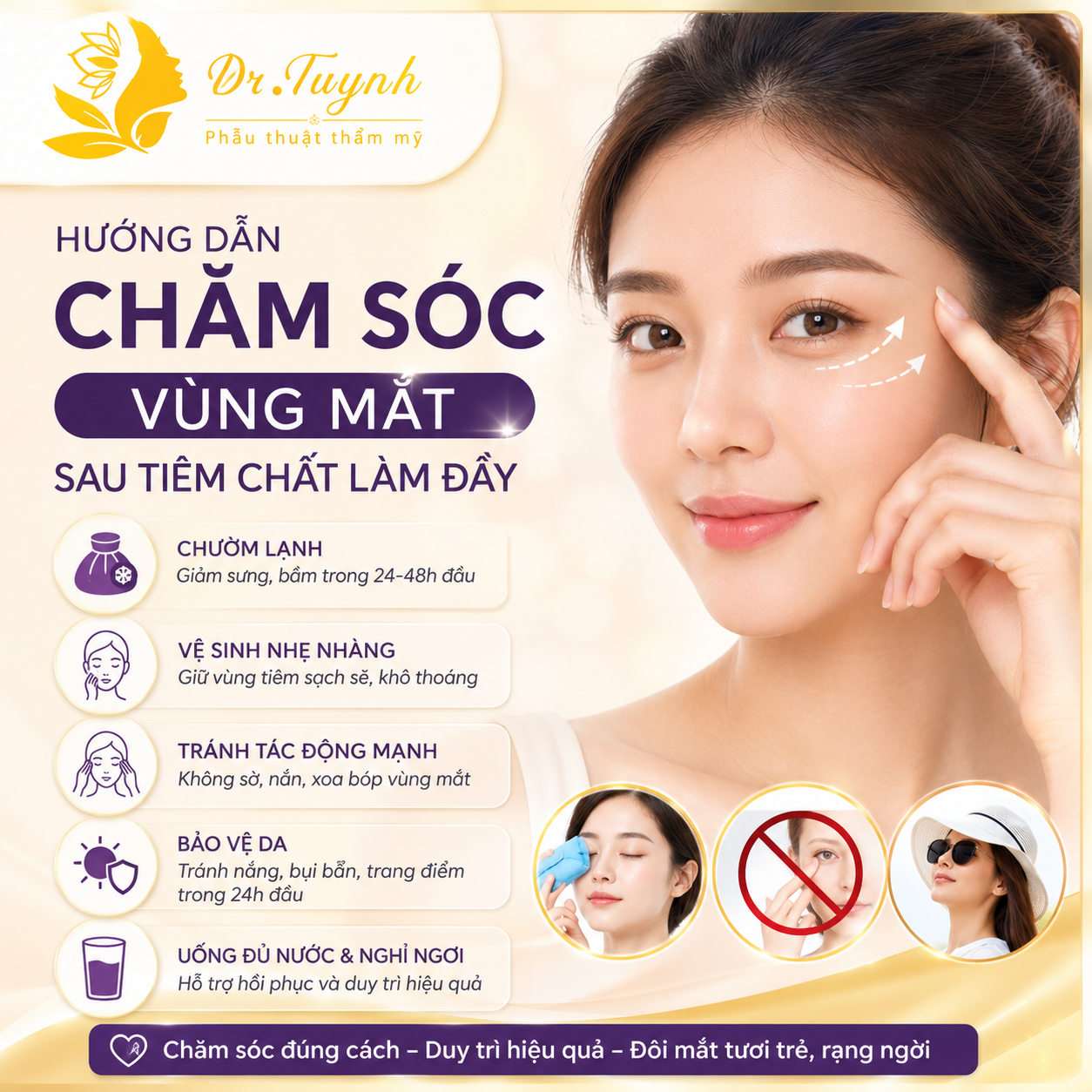 Hướng dẫn chăm sóc vùng mặt sau tiêm chất làm đầy