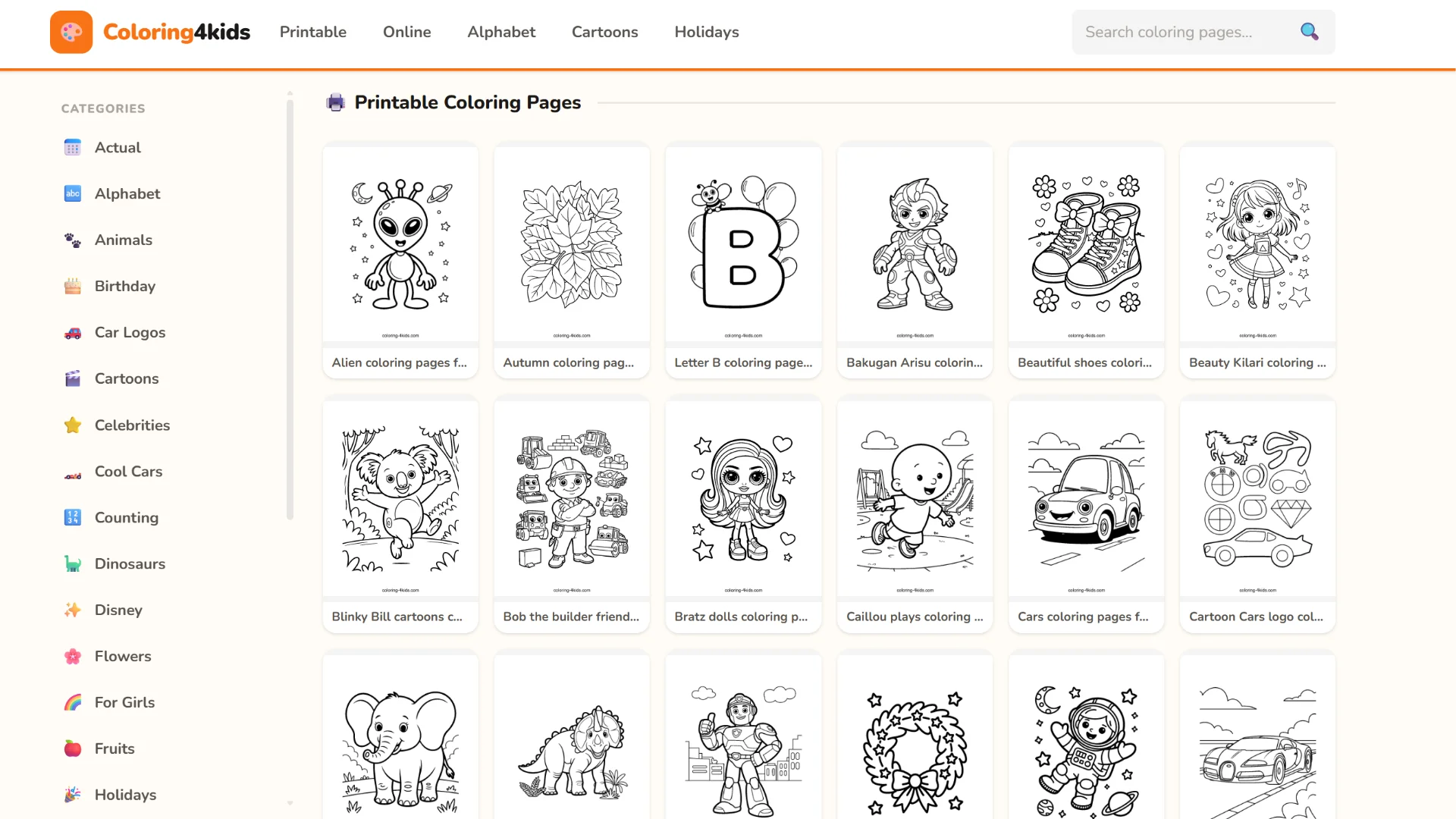 Coloring‑4kids – Website tô màu miễn phí cho bé mầm non
