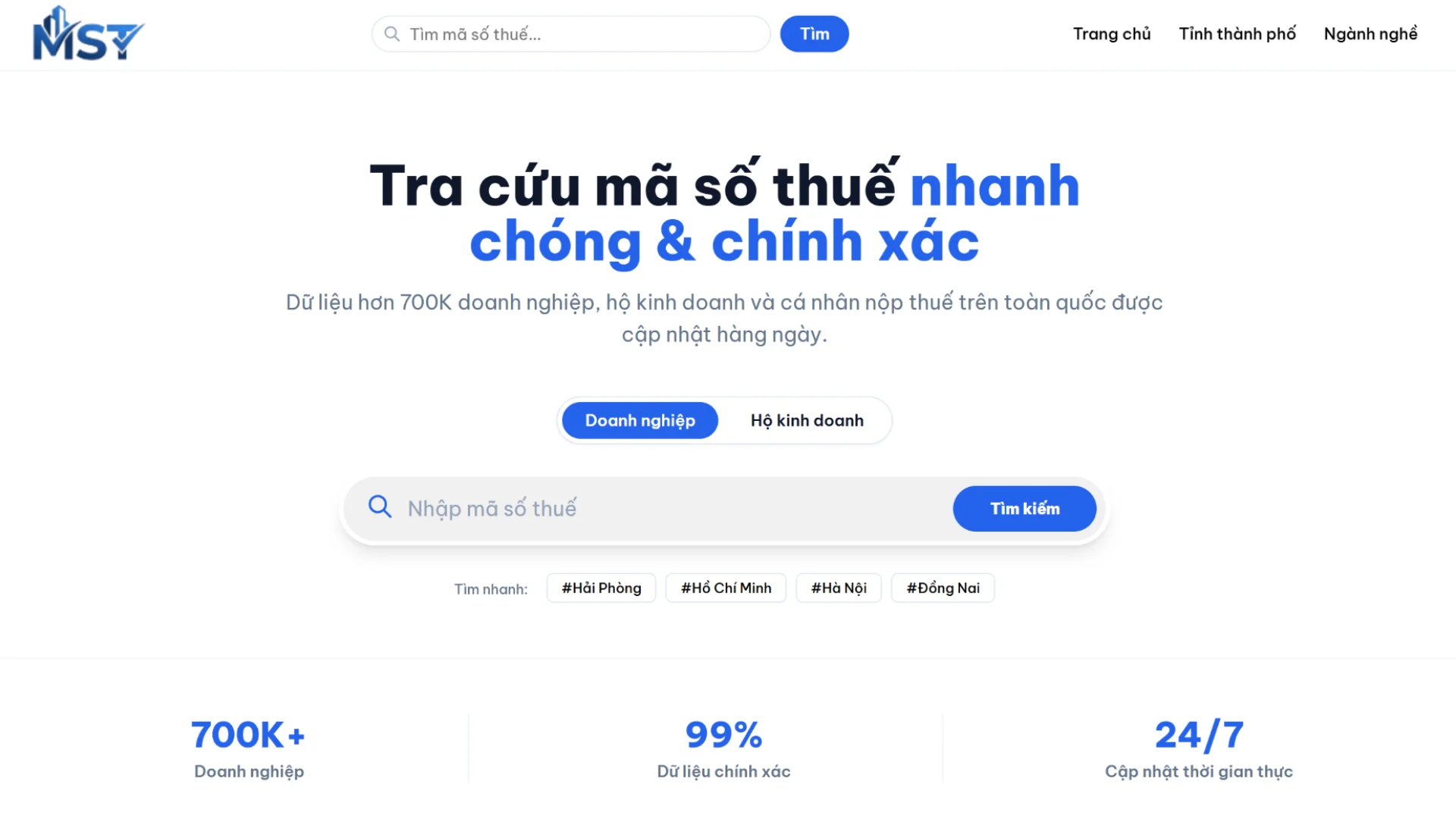 Giao diện Tramasothue.com.vn