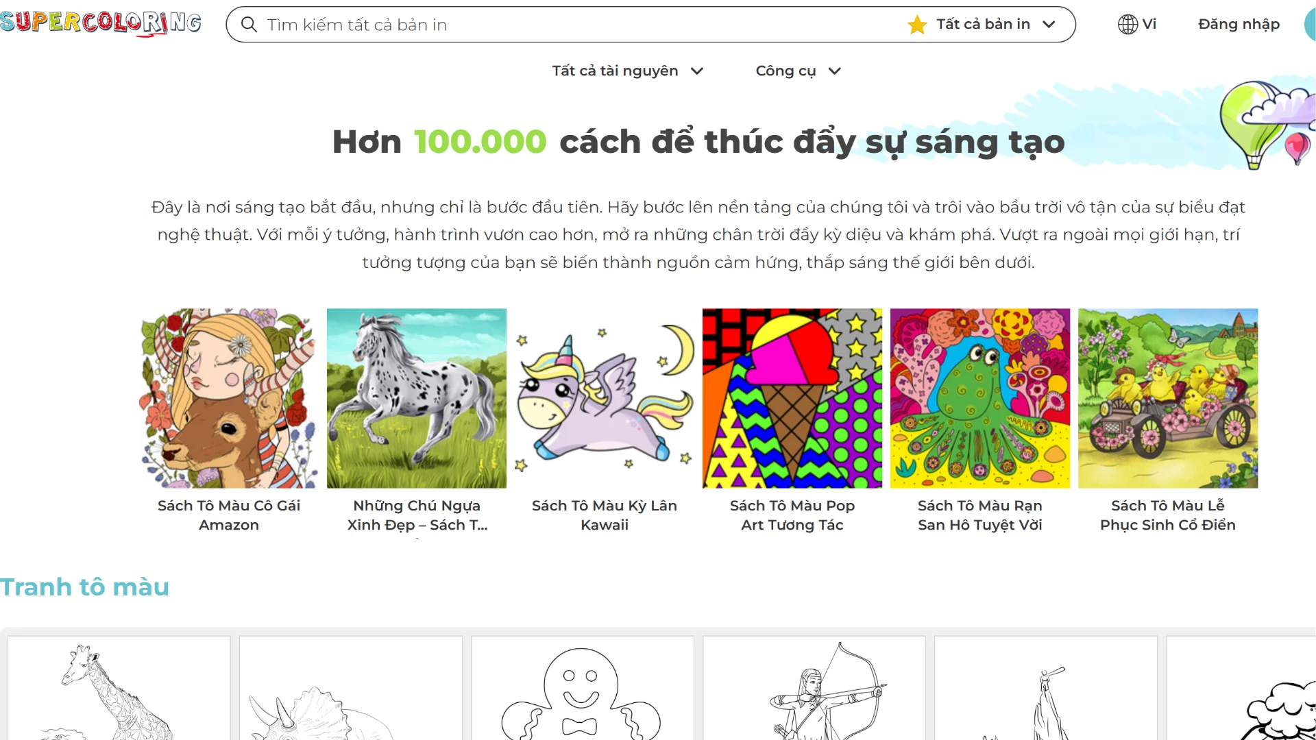 SuperColoring - Thư viện tranh tô màu đa chủ đề
