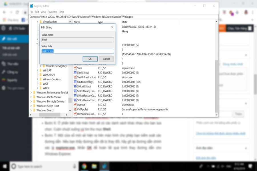 Gõ lại thành explorer.exe.