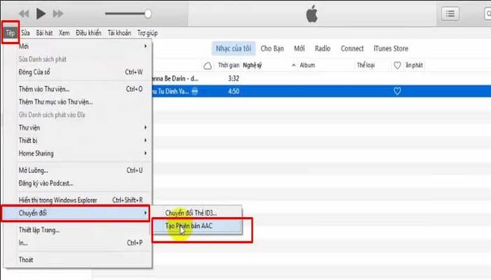 tạo nhạc chuông cho iphone bằng itunes