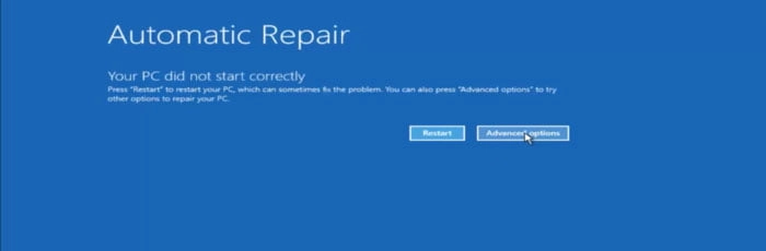 sửa lỗi automatic repair trên win 10