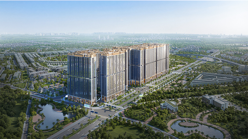 không gian sinh hoạt chung rộng rãi tại căn hộ 3 phòng ngủ 119m2 The Flame Vine, thể hiện sự kết nối linh hoạt giữa phòng khách, khu bếp và bàn ăn