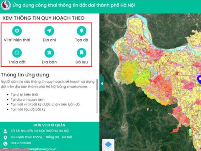 Giao diện tra cứu tại quyhoach.hanoi.vn hiển thị bản đồ quy hoạch phân khu, quy hoạch chung và hệ thống hạ tầng kỹ thuật đô thị Hà Nội mới nhất năm 2026.