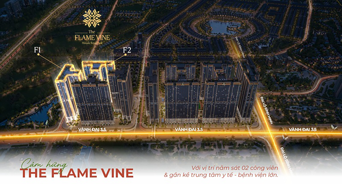 Sơ đồ vị trí chung cư The Flame Vine nằm tại tâm điểm kết nối giữa Vành đai 3.5, Quốc lộ 32 và Trực Trịnh Văn Bô, cách Mỹ Đình 7km.