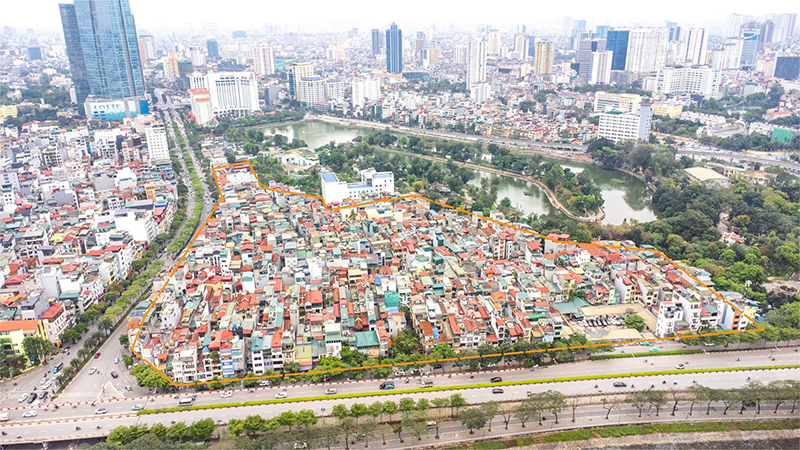 Bản đồ vị trí khu dân cư tại ngã tư Bưởi – Đào Tấn, phường Giảng Võ, thể hiện sự tiếp giáp trực tiếp với Công viên Thủ Lệ và các trục đường huyết mạch kết nối Ba Đình – Cầu Giấy