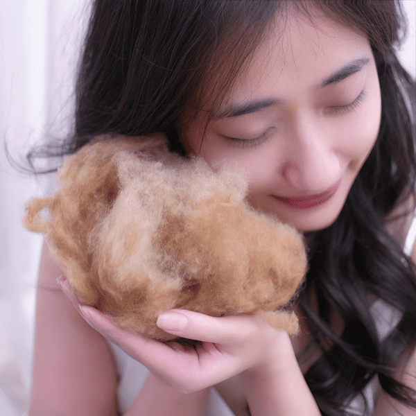 LASANTE Camelor camel hair blanket with 40% real camel hair filling in Desert Rose color 9