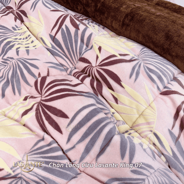 LASANTE King 3 layer fleece blanket with 876 GSM finished weight and raised floral pattern 1