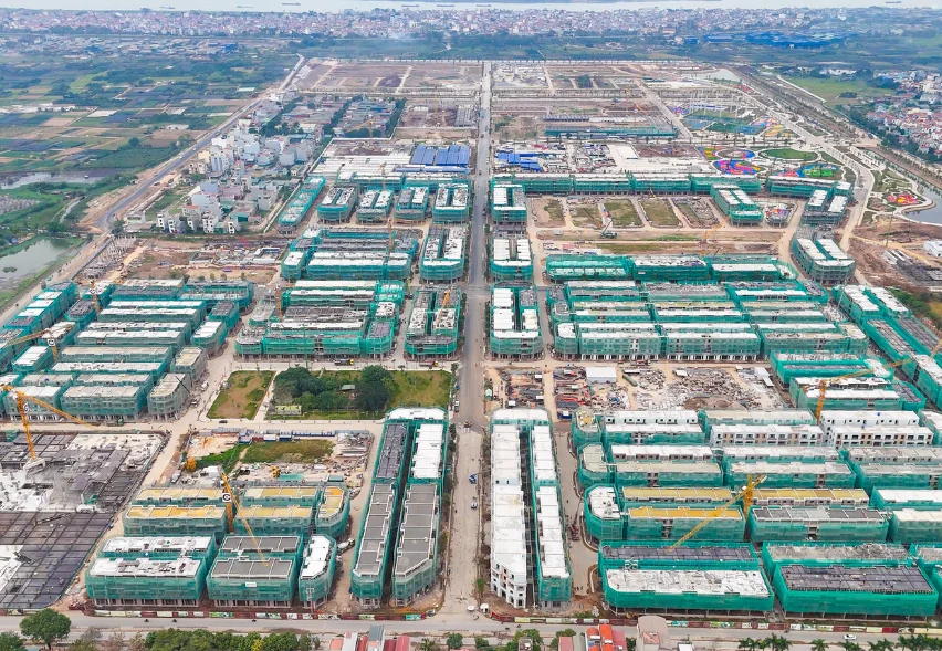 tiến độ xây dựng các phân khu