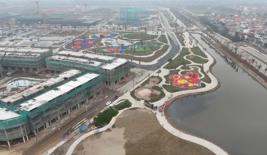 Tiến độ công viên tại Vinhomes Đan Phượng