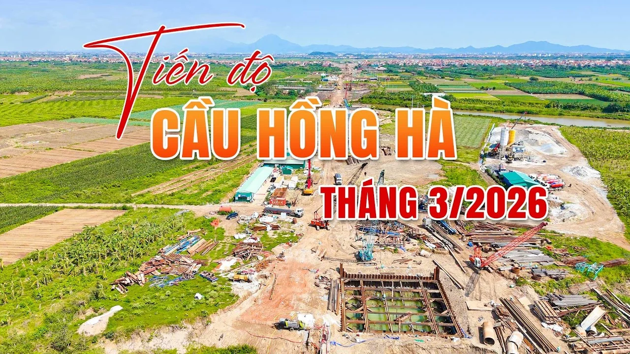 Cập nhật tiến độ Cầu Hồng Hà mới nhất tháng 3/2026