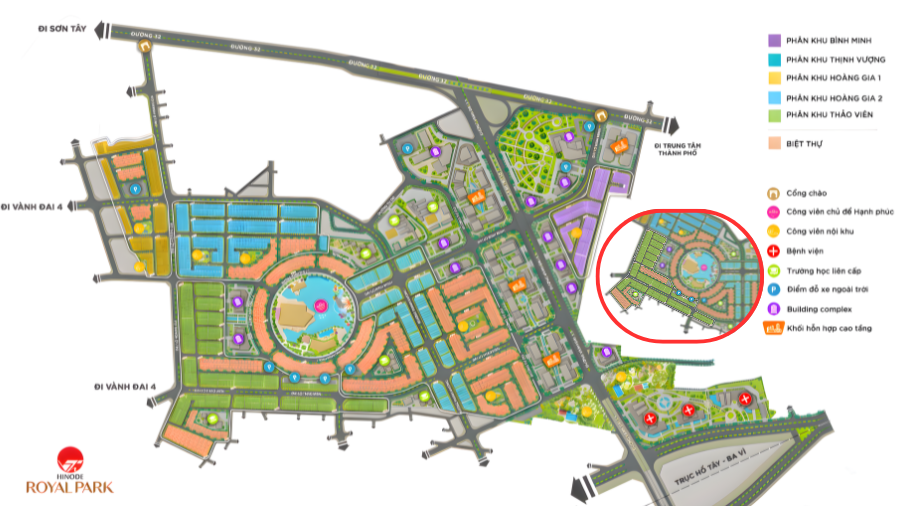 mặt bằng dự án phân khu Anh hinode royal park