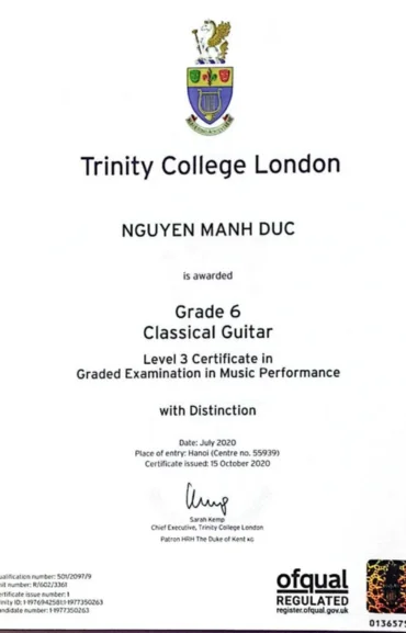 CHỨNG CHỈ GUITAR