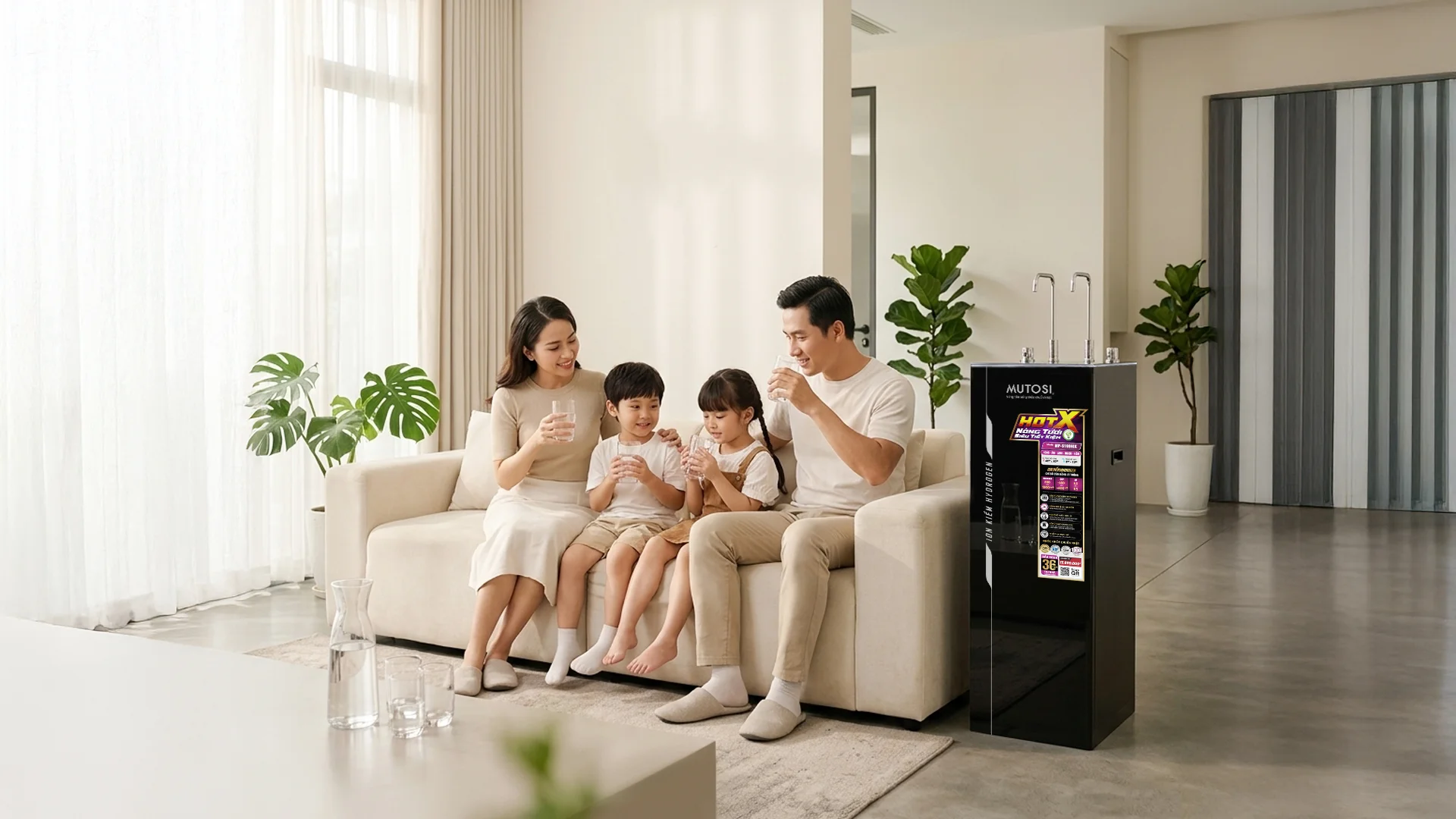 Thiết bị máy lọc nước của Mutosi đáp ứng đa dạng nhu cầu sử dụng thành viên trong gia đình