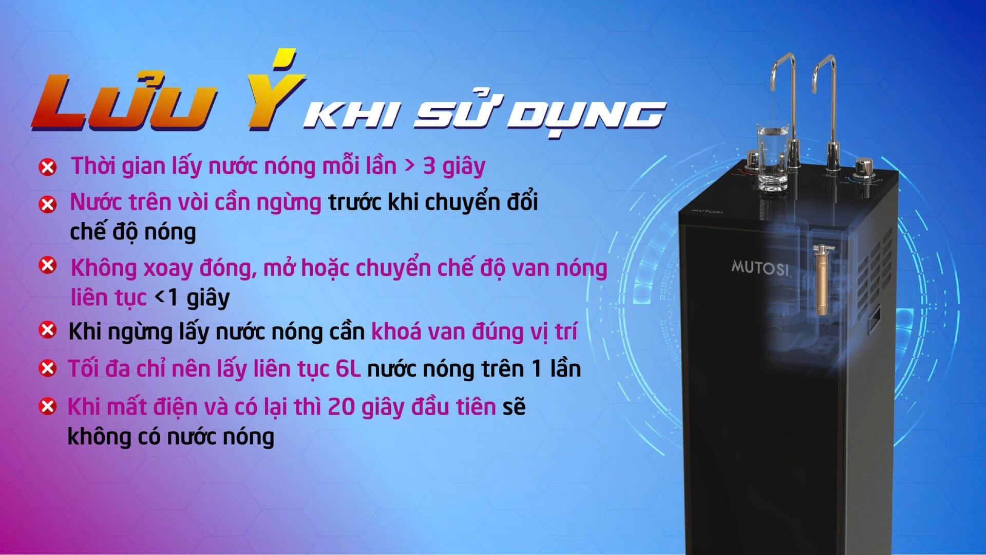 Hướng dẫn sử dụng và cảnh báo an toàn máy lọc nước công nghệ nóng tươi HOTX
