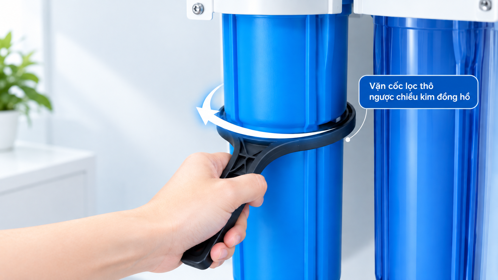 Vặn cốc lọc trở lại