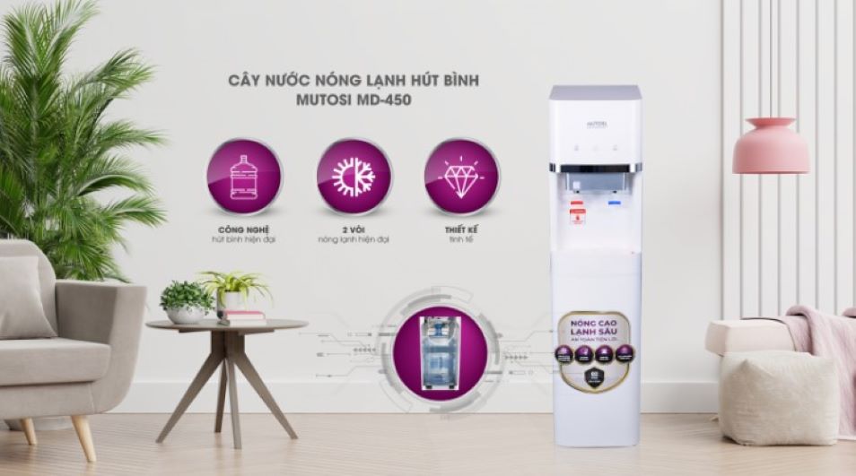 Máy được trang bị công nghệ hút bình cùng 2 vòi nước riêng biệt