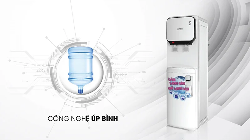 Cây nước nóng lạnh bình úp thiết kế bình úp phía trên cung cấp nguồn nước đầu vào dễ dàng, nhanh chóng