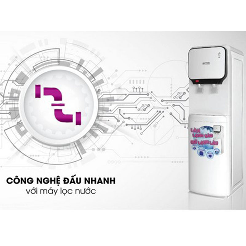 Cây nước nóng lạnh đấu nhanh cũng có thiết kế tương tự cây hút bình nhưng cần ưu tiên vị trí đặt cạnh nguồn nước (máy lọc nước/van chờ đường nước)
