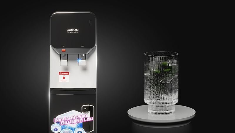 Cây nước nóng lạnh hút bình Mutosi với kiểu dáng nhỏ gọn, màu sắc trang nhã