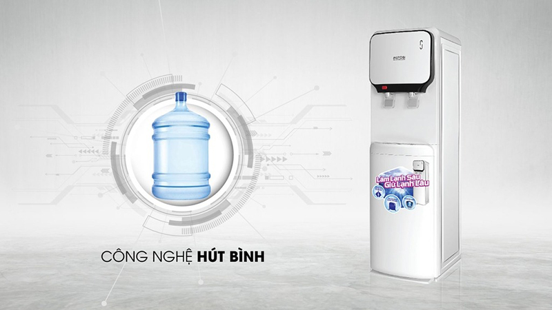 Cây nước nóng lạnh Mutosi MD-250 được trang bị công nghệ hút bình giúp tối ưu không gian với thiết kế thanh thoát, tinh tế.