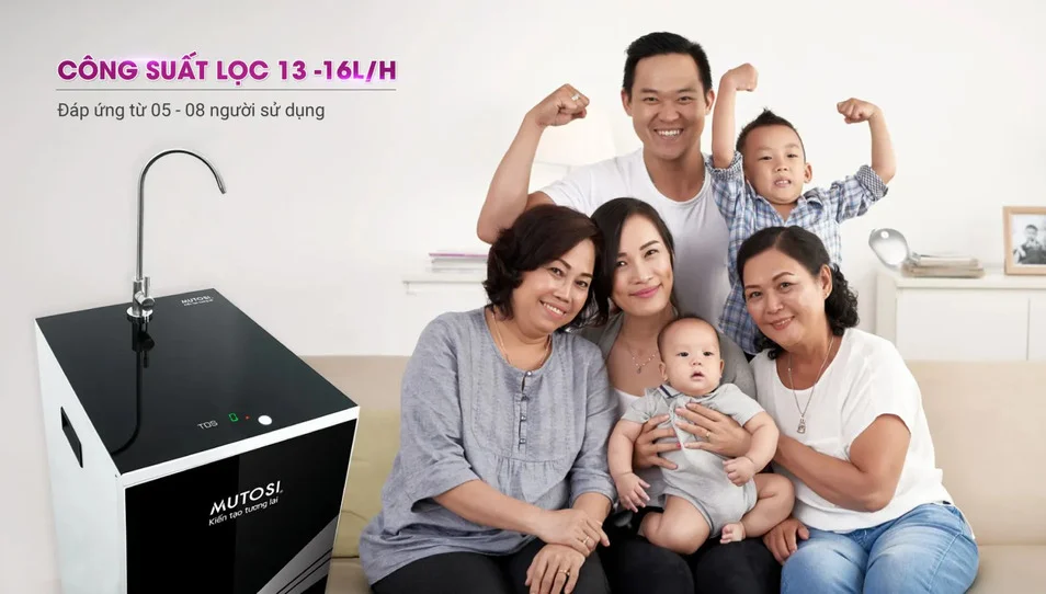 Công suất lọc 15L/H phù hợp với gia đình từ 5 đến 8 người