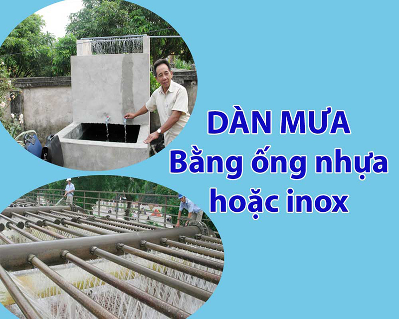 Giàn phun mưa được đặt trên cùng của bể lọc