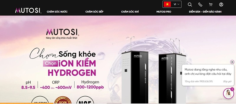 Giao diện trang web Mutosi