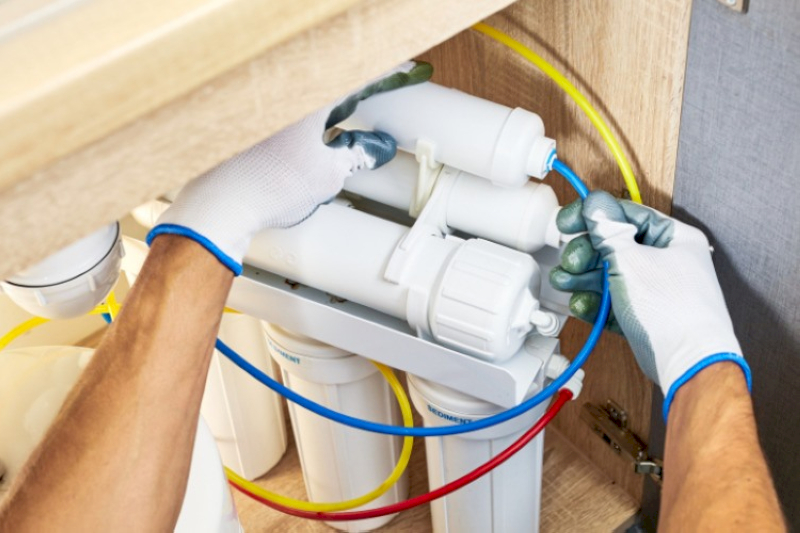 Kết nối đường dây dẫn nước cấp và đường dây dẫn nước thải với máy lọc nước