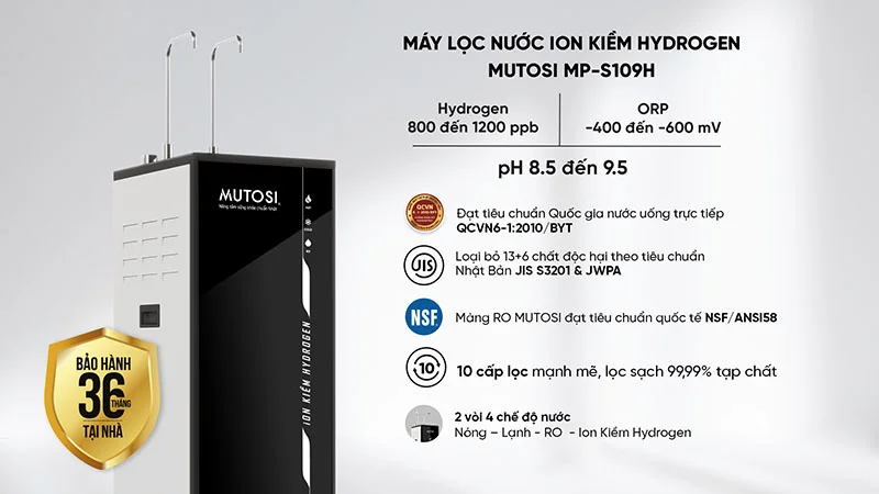Máy lọc nước Mutosi MP-S109H đã vượt qua những tiêu chuẩn kiểm định khắt khe