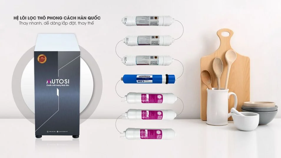 Máy lọc nước để gầm, tủ bếp Mutosi sở hữu 7 lõi MP-371U