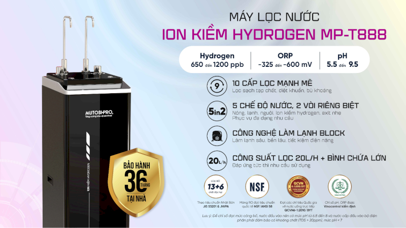 Máy lọc nước điện giải ion kiềm Hydrogen MP-T888