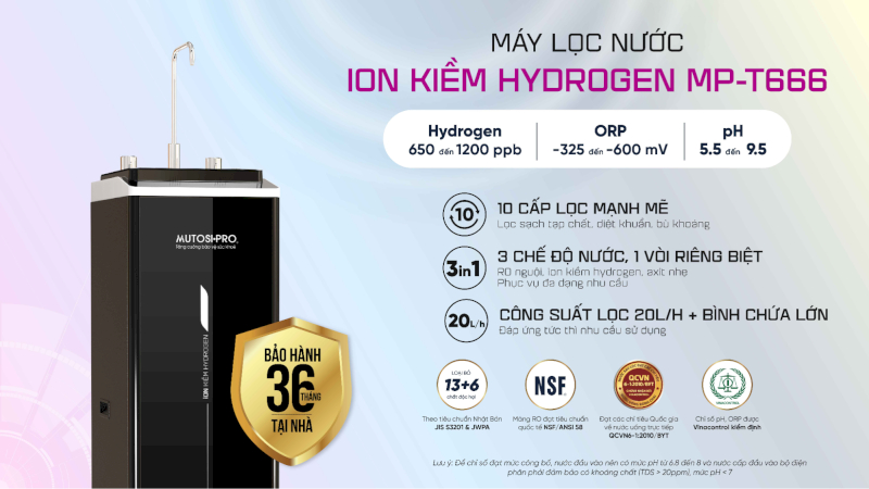 Máy lọc nước ion kiềm Hydrogen MP-T666