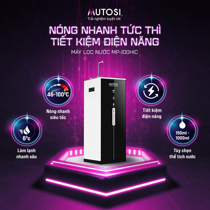 Máy lọc nước MP-100 HIC giúp làm nước nóng nhanh tức thì