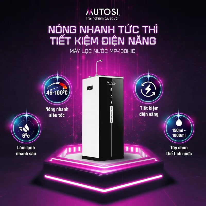 Máy lọc nước MP-100 HIC giúp làm nước nóng nhanh tức thì