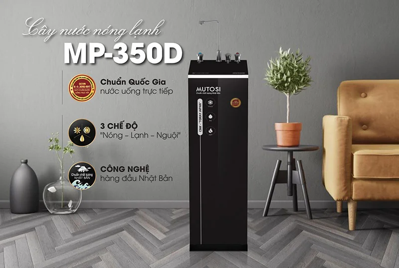 Máy lọc nước MP350D màu đen sang trọng phù hợp với mọi không gian nhà