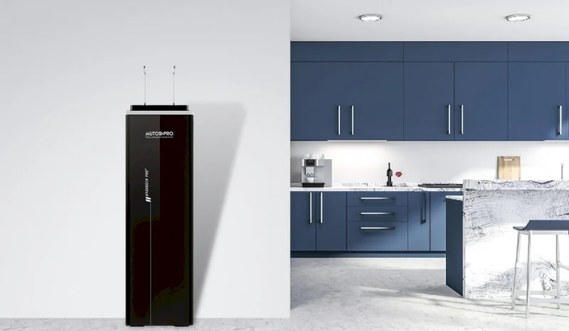 Mutosi water purifier has a neat, modern vertical cabinet design.