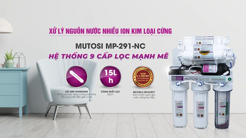 Máy lọc nước Mutosi MP - 291 với công nghệ lõi ORP Hydrogen