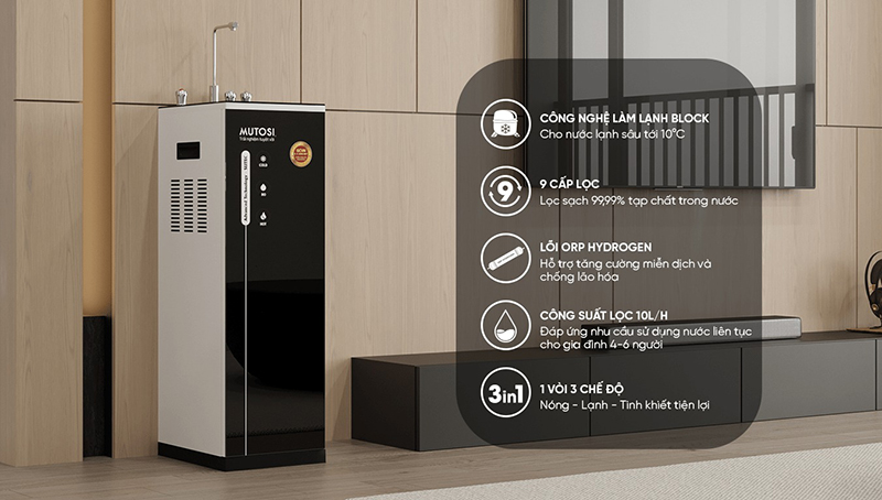 Cây nước nóng lạnh cho công suất làm nóng lạnh vượt trội, mang lại tiện ích cho nhu cầu sử dụng nước nóng lạnh 24/24