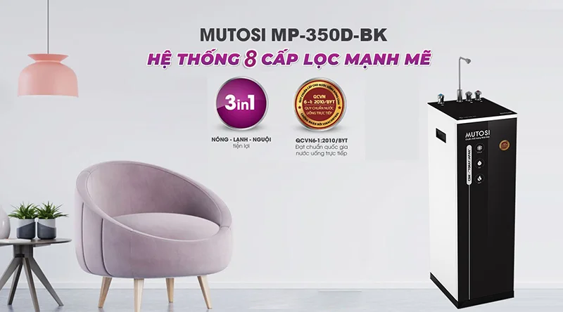 Máy lọc nước nóng lạnh nguội 8 lõi MP-350D-BK