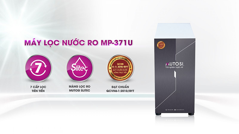 Máy lọc nước Ro MP-371 kích thước nhỏ gọn có thể đặt nhiều vị trí khác nhau tiết kiệm không gian gia đình.