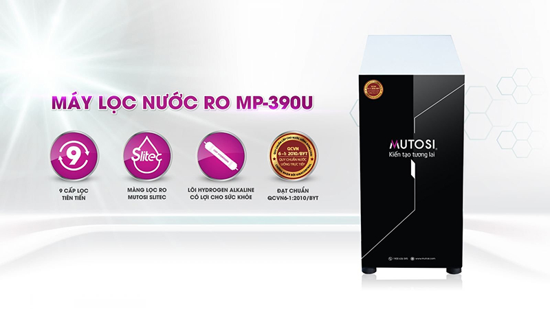 Máy lọc nước RO Mutosi 9 lõi MP-390U kiểu dáng nhỏ gọn, tiết kiệm tối đa không gian