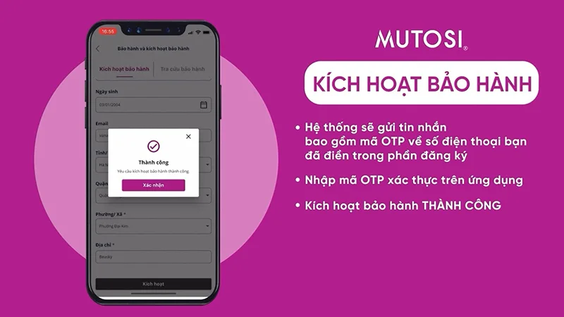 Mutosi hiện áp dụng chính sách bảo hành điện tử, tư vấn 24/7 thuận tiện để khách hàng bảo dưỡng, bảo hành sản phẩm.