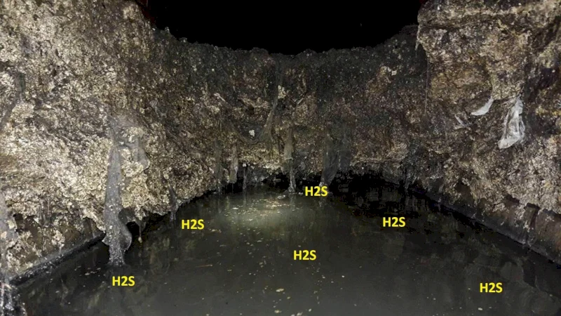 Water source contaminated with H2S will have a rotten egg smell.