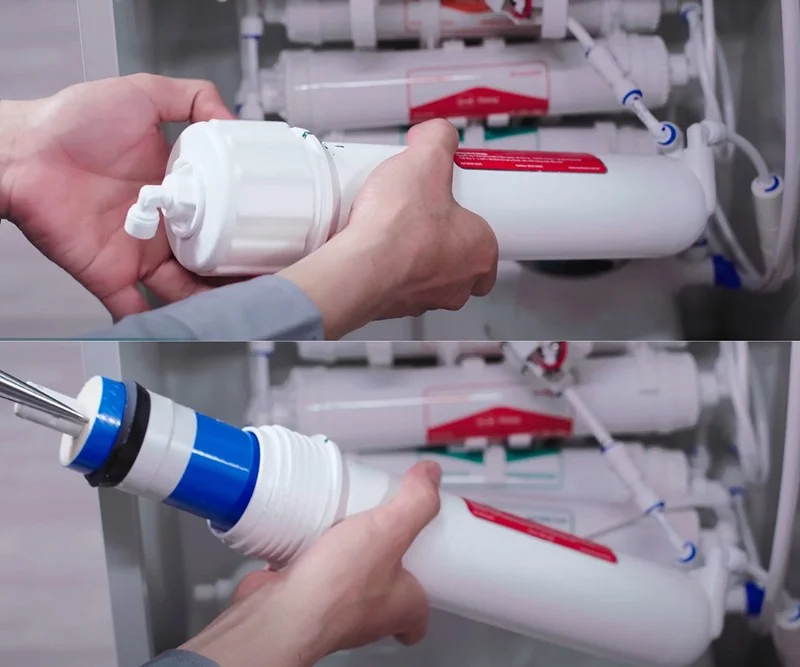 Tháo lõi lọc thô ra khỏi máy