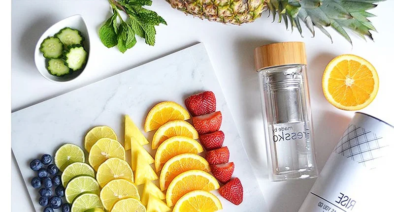 Detox menu combining vegetables and fruits