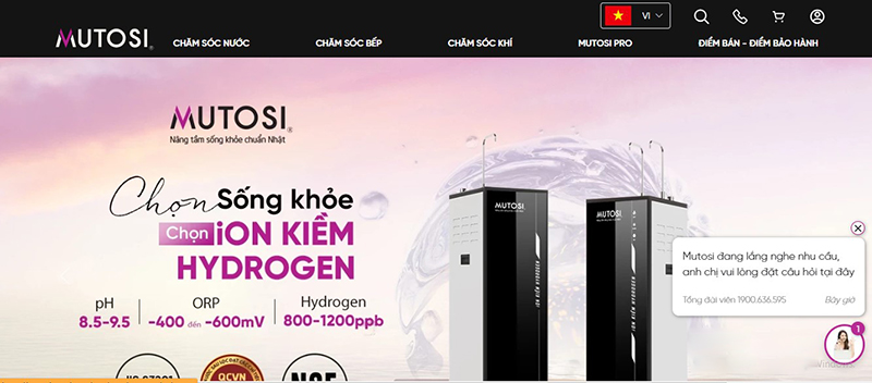 Truy cập website chính thức của Mutosi và vào mục “Hệ thống cửa hàng”