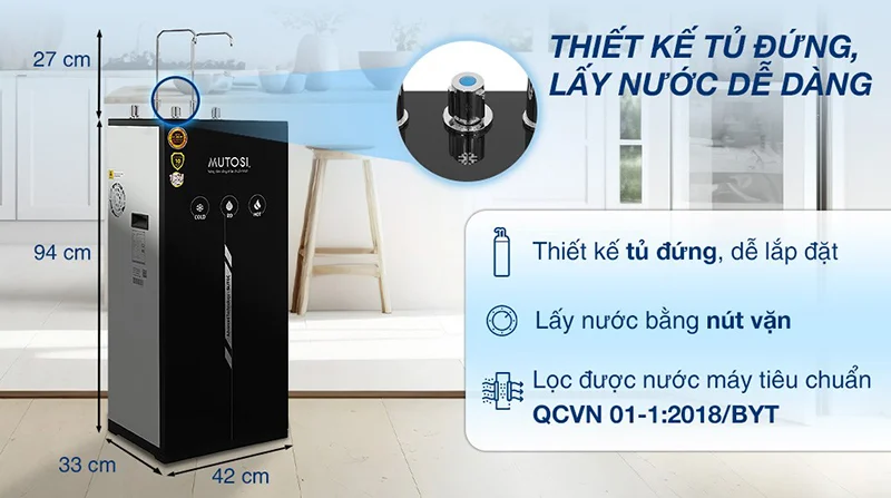 Van nóng - lạnh - nguội được thiết kế tối giản với thép trắng mang đến cảm giác sạch sẽ, an toàn